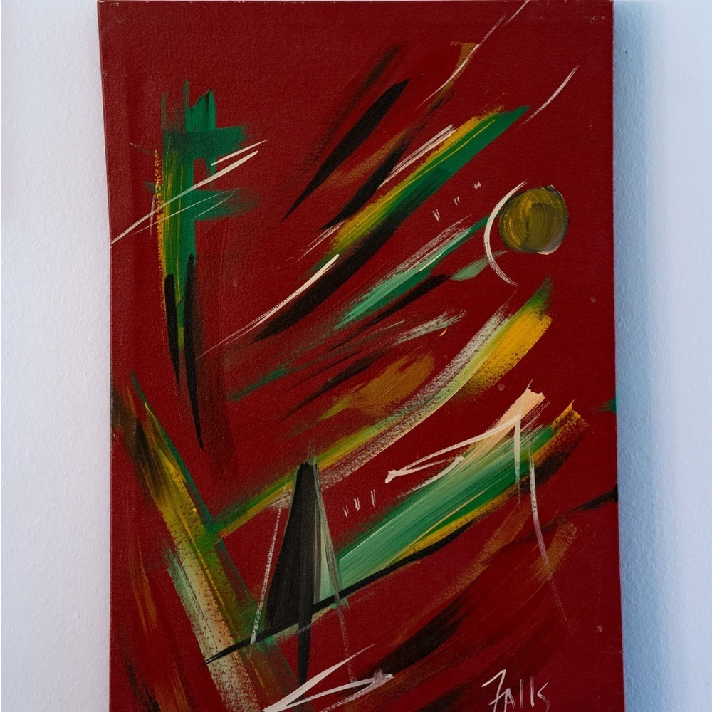 Abstract Red and Green Canvas Art